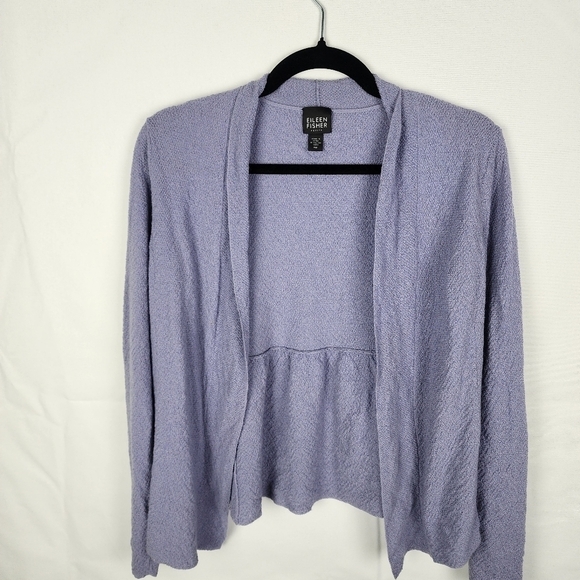 Eileen Fisher Italian Yarn Wool Blue Purple Open Cardigan Textured Size PM - Picture 1 of 7